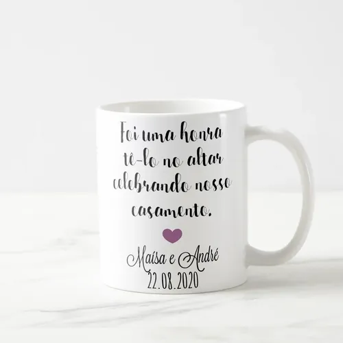 Caneca Celebrante Casamento Presente com Nome Pastor