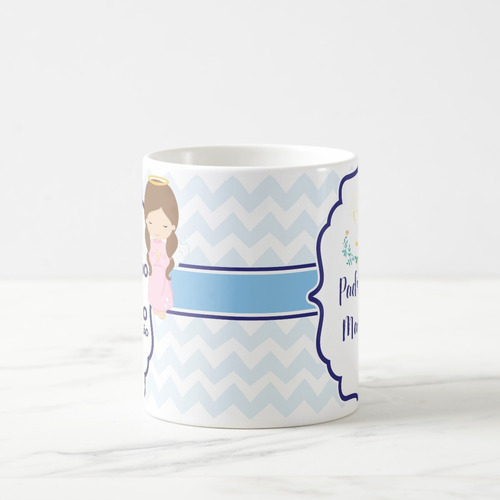 Caneca Anjo Presente Padrinho de Consagração Convite Batismo