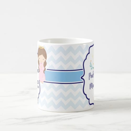Caneca Anjo Presente Padrinho de Consagração Convite Batismo