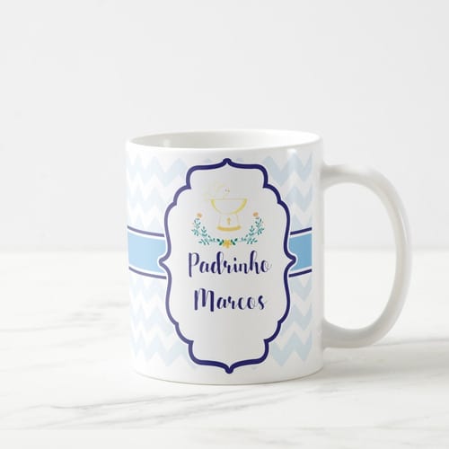 Caneca Anjo Presente Padrinho de Consagração Convite Batismo