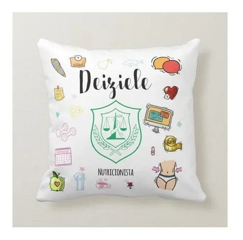 Almofada Decoração Personalizada Nutrição com Nome - Profissões (Nutricionista)