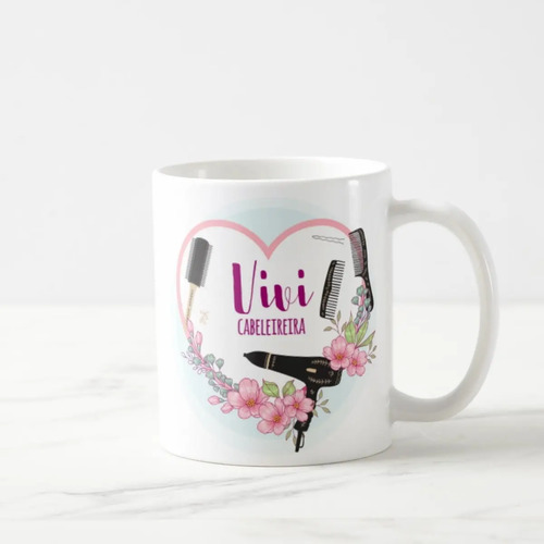 Caneca Cabeleireira Personalizada com Nome Presente Especial