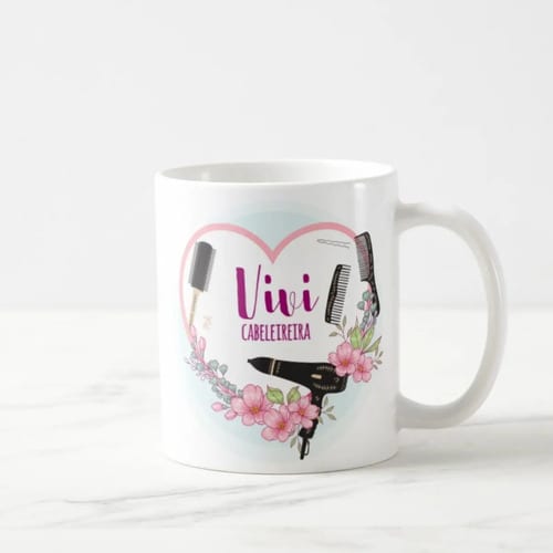 Caneca Cabeleireira Personalizada com Nome Presente Especial