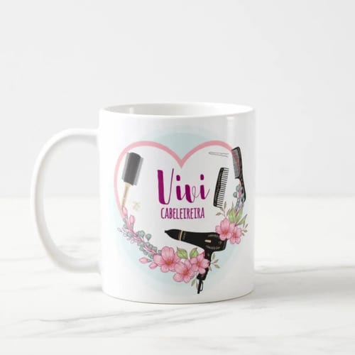 Caneca Cabeleireira Personalizada com Nome Presente Especial