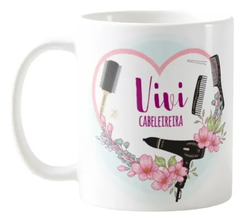 Caneca Cabeleireira Personalizada com Nome Presente Especial - Profissões (Cabeleireiro(a))