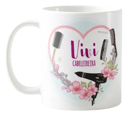 Caneca Cabeleireira Personalizada com Nome Presente Especial - Profissões (Cabeleireiro(a))