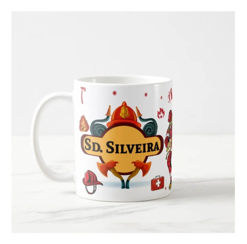 Caneca Criativa Corpo de Bombeiros Personalizada com o Nome