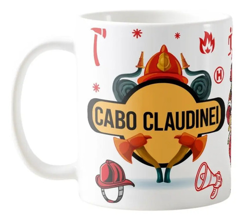 Caneca Criativa Corpo de Bombeiros Personalizada com o Nome - Profissões (Bombeiro)