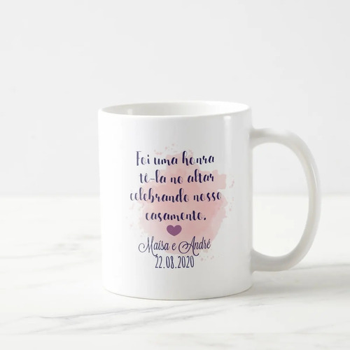 Caneca Personalizada Pastora Celebrante Casamento