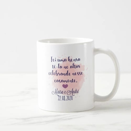 Caneca Personalizada Pastora Celebrante Casamento