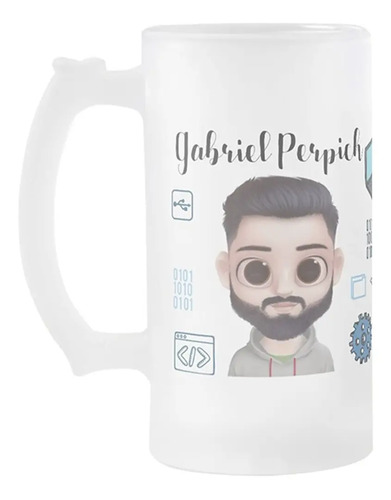 Copo de Cerveja Personalizado Profissão Tecnologia - Profissões (Programador(a))