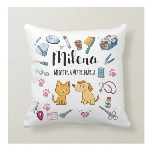 Almofada Decoração Presente Criativo com Nome Veterinária