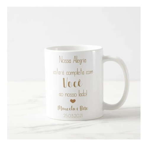 Caneca Personalizada de Casamento Padrinho Folhagem Botânico