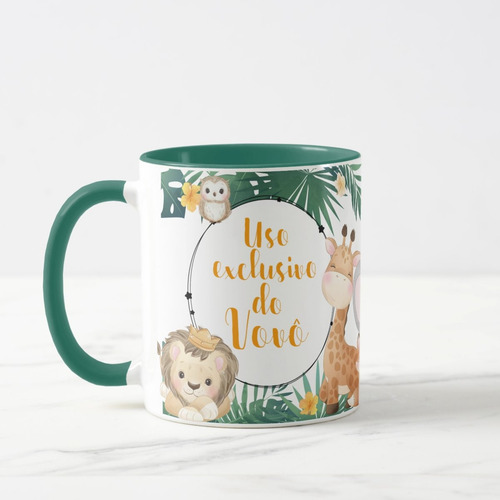 Caneca Lembrança Infantil Safari Aniversário Nascimento