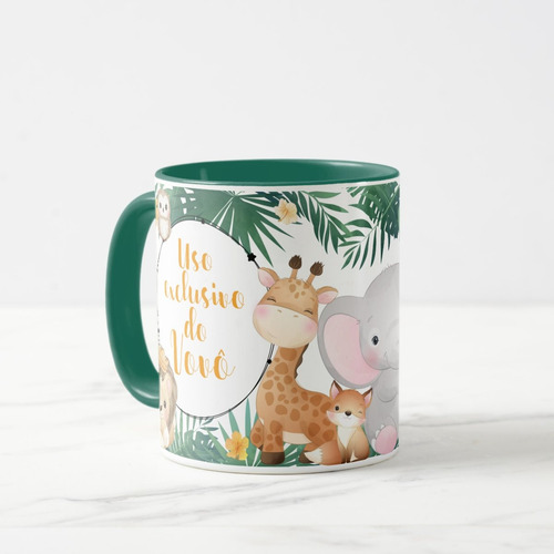 Caneca Lembrança Infantil Safari Aniversário Nascimento