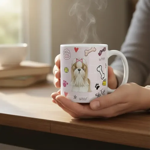 Caneca Shi Tzu Presente Pet Mãe de Cachorro com Nome