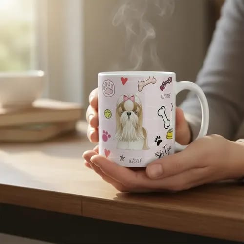 Caneca Shi Tzu Presente Pet Mãe de Cachorro com Nome