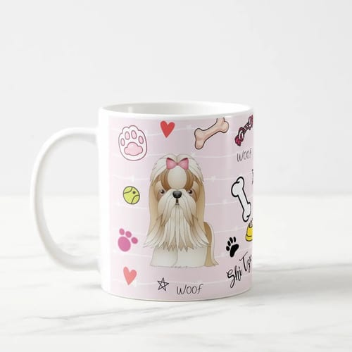 Caneca Shi Tzu Presente Pet Mãe de Cachorro com Nome