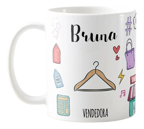 Caneca Personalizada Feminina Profissão Vendedora com Nome - Profissões (Vendas)