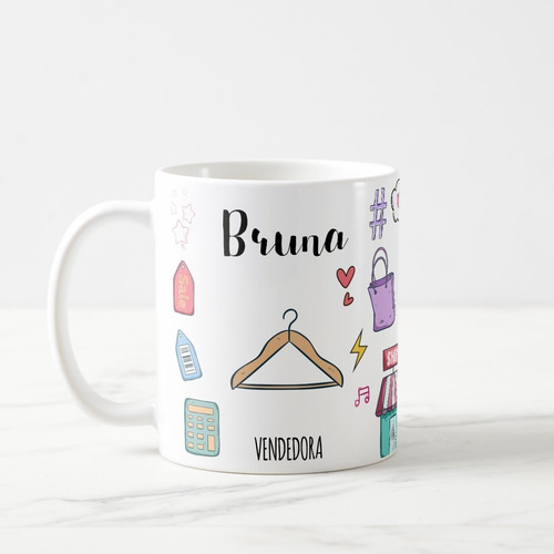 Caneca Personalizada Feminina Profissão Vendedora com Nome