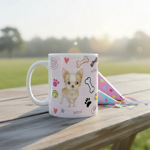 Caneca Criativa Mãe de Pets Chihuahua Cachorro com Nome - Pet (Mãe)