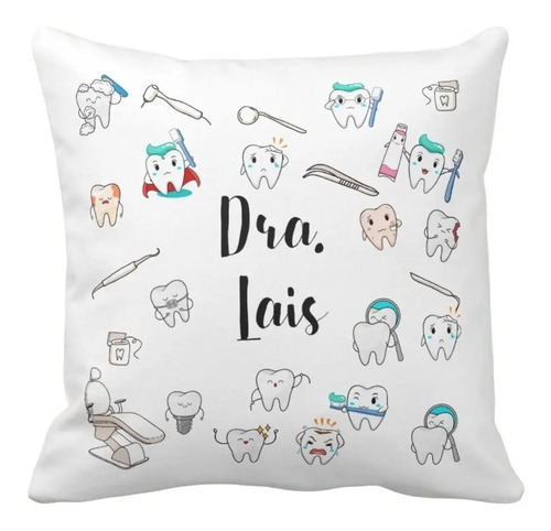 Almofada Decoração Personalizada Odontologia c Nome - Profissões (Dentista)