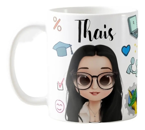 Caneca Economia Profissão Economista com Avatar - Profissões (Econômia)
