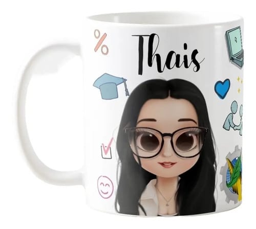Caneca Economia Profissão Economista com Avatar - Profissões (Economista)