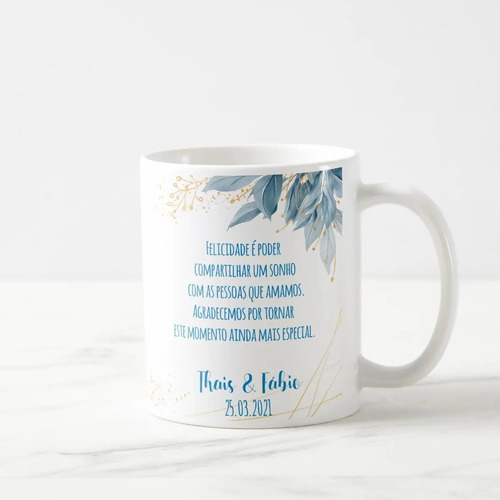 Caneca Lembrança Pai da Noiva Recordação Casamento Azul