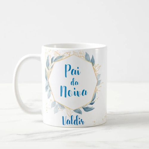 Caneca Lembrança Pai da Noiva Recordação Casamento Azul