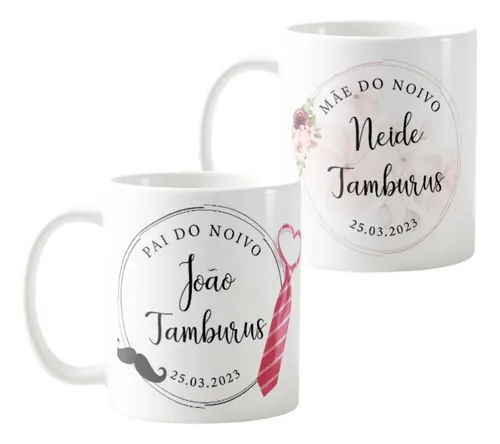 Kit Personalizado Casamento 2 Canecas Pai e Mãe do Noivo - Casamento (Noivo)