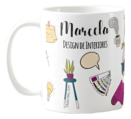 Caneca Personalizada Criativa Design de Interiores com Nome - Profissões (Design de Interiores com Nome)
