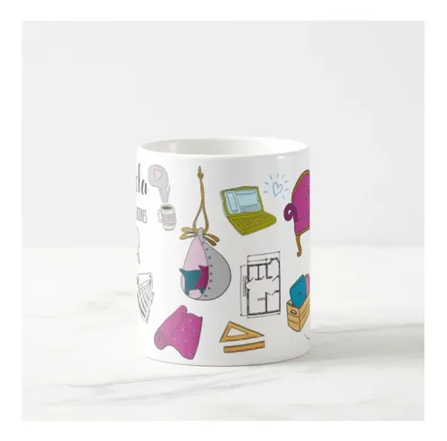 Caneca Personalizada Criativa Design de Interiores com Nome