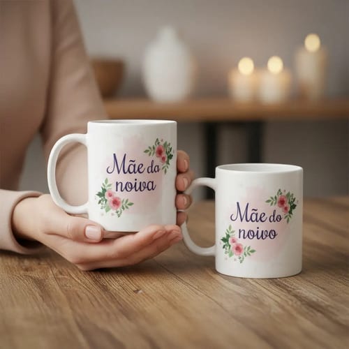 Caneca Lembrança Mãe Casamento - Kit 2 Unidades