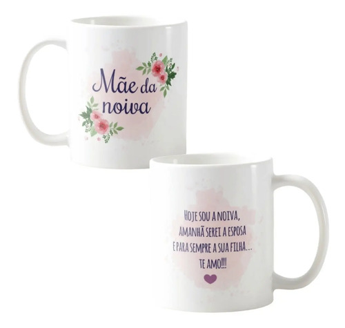 Caneca Lembrança Mãe Casamento - Kit 2 Unidades