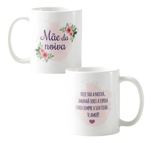 Caneca Lembrança Mãe Casamento - Kit 2 Unidades