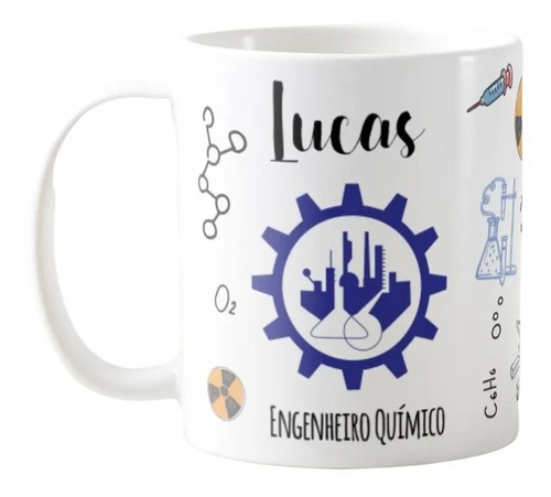 Caneca Personalizada Engenharia Química com Nome - Profissões (Engenheiro(a))