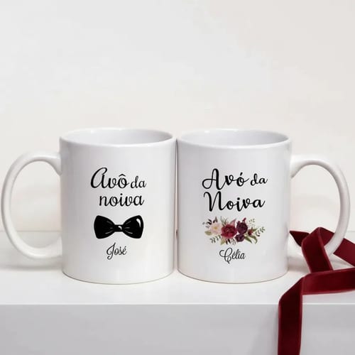 Kit Presente 2 Canecas Personalizadas Avó e Avô da Noiva - Casamento (Avó/Avô)