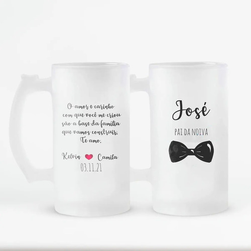 Kit 2 Canecas Personalizadas Chopp Casamento Pais dos Noivos