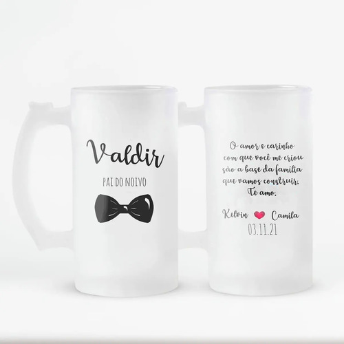 Kit 2 Canecas Personalizadas Chopp Casamento Pais dos Noivos
