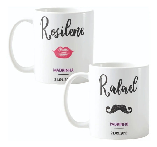 Kit 2 Canecas Personalizadas Lembrança Casamento Padrinhos - Casamento (Padrinhos)