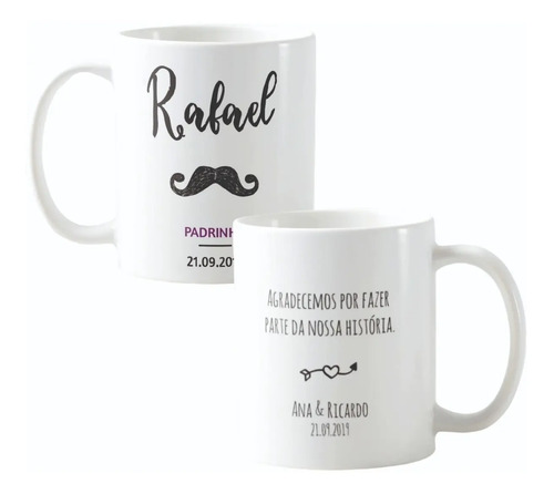 Kit 2 Canecas Personalizadas Lembrança Casamento Padrinhos