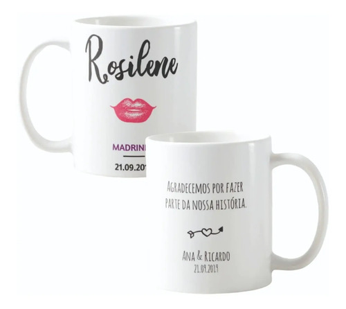 Kit 2 Canecas Personalizadas Lembrança Casamento Padrinhos