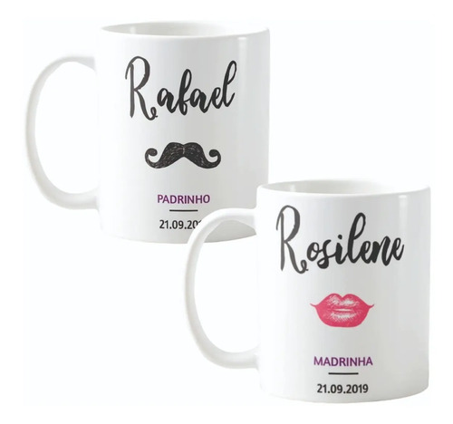 Kit 2 Canecas Personalizadas Lembrança Casamento Padrinhos