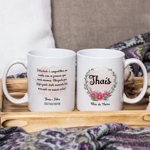 Kit 2 Canecas Personalizadas Casamento Mãe dos Noivos