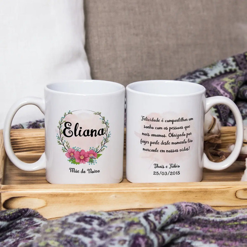 Kit 2 Canecas Personalizadas Casamento Mãe dos Noivos