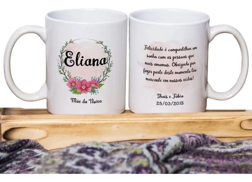 Kit 2 Canecas Personalizadas Casamento Mãe dos Noivos - Casamento (Noiva)