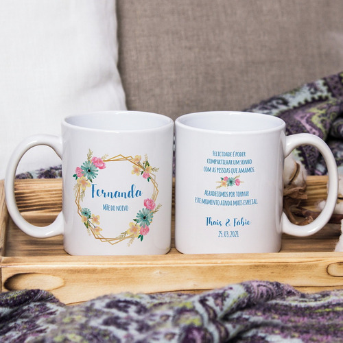 Kit 2 Caneca Personalizada de Casamento Pais dos Noivos