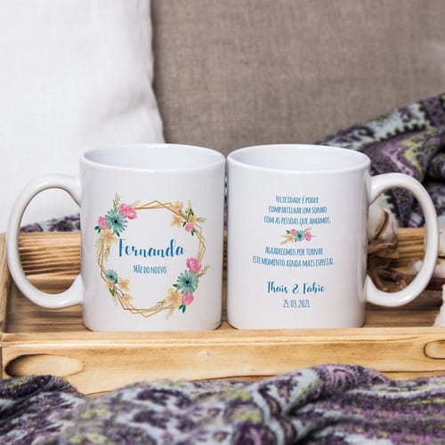 Kit 2 Caneca Personalizada de Casamento Pais dos Noivos