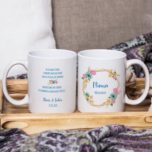 Kit 2 Caneca Personalizada de Casamento Pais dos Noivos